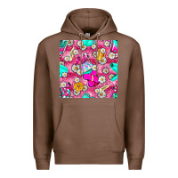 Chestnut hairstylist coffee cups and daisy with leopard seamless pattern bbs Premium Hoodie - BundleAndBundleShop
