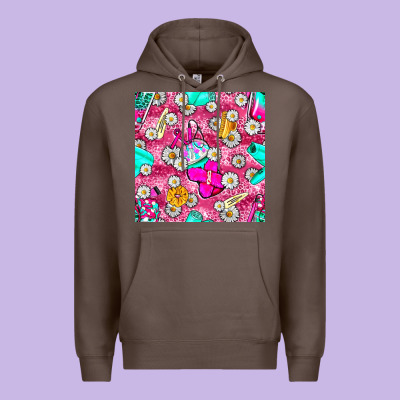 Hairstylist Coffee Cups And Daisy With Leopard Seamless Pattern Bbs Premium Hoodie Designed By Bundleandbundleshop