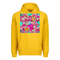 Lemon hairstylist coffee cups and daisy with leopard seamless pattern bbs Premium Hoodie - BundleAndBundleShop