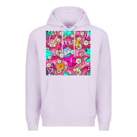Lilac hairstylist coffee cups and daisy with leopard seamless pattern bbs Premium Hoodie - BundleAndBundleShop