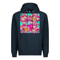 Navy hairstylist coffee cups and daisy with leopard seamless pattern bbs Premium Hoodie - BundleAndBundleShop