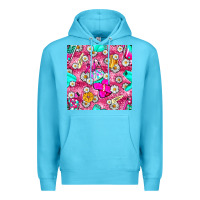 Ocean Blue hairstylist coffee cups and daisy with leopard seamless pattern bbs Premium Hoodie - BundleAndBundleShop