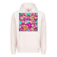 Pale Pink hairstylist coffee cups and daisy with leopard seamless pattern bbs Premium Hoodie - BundleAndBundleShop