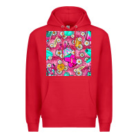 Red hairstylist coffee cups and daisy with leopard seamless pattern bbs Premium Hoodie - BundleAndBundleShop