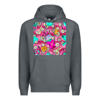 Rock hairstylist coffee cups and daisy with leopard seamless pattern bbs Premium Hoodie - BundleAndBundleShop