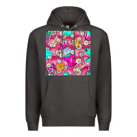 Smoke hairstylist coffee cups and daisy with leopard seamless pattern bbs Premium Hoodie - BundleAndBundleShop