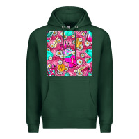 Sports Green hairstylist coffee cups and daisy with leopard seamless pattern bbs Premium Hoodie - BundleAndBundleShop
