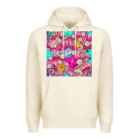 Tofu hairstylist coffee cups and daisy with leopard seamless pattern bbs Premium Hoodie - BundleAndBundleShop