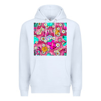White hairstylist coffee cups and daisy with leopard seamless pattern bbs Premium Hoodie - BundleAndBundleShop