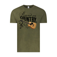 Vintage Olive Raised On Country Country Life Country Music Lover Vintage Tee - tuanDangUi