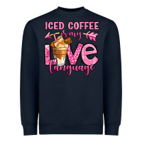 Navy iced coffee is my love language Heavyweight Sweatshirt - OliviaCreatesArt