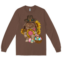 Chestnut Western Rabbit with sunflowers Easter Day Long Sleeve Tee - HowdyJamesFarm