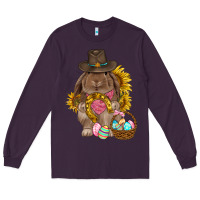 Plum Western Rabbit with sunflowers Easter Day Long Sleeve Tee - HowdyJamesFarm
