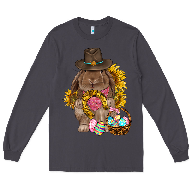 Western Rabbit With Sunflowers Easter Day Long Sleeve Tee by HowdyJamesFarm | Teevron
