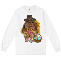 White Western Rabbit with sunflowers Easter Day Long Sleeve Tee - HowdyJamesFarm