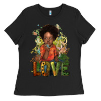 Black black afro boy love Ladies Tee - NancyCooperArtShop
