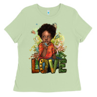 Matcha black afro boy love Ladies Tee - NancyCooperArtShop