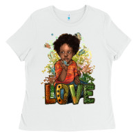 White black afro boy love Ladies Tee - NancyCooperArtShop
