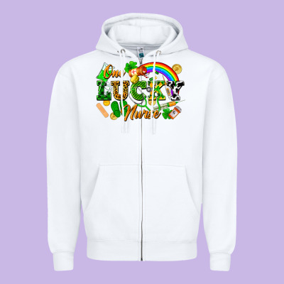 One Lucky Nurse Zipper Hoodie Designed By Fadigitalartstudio