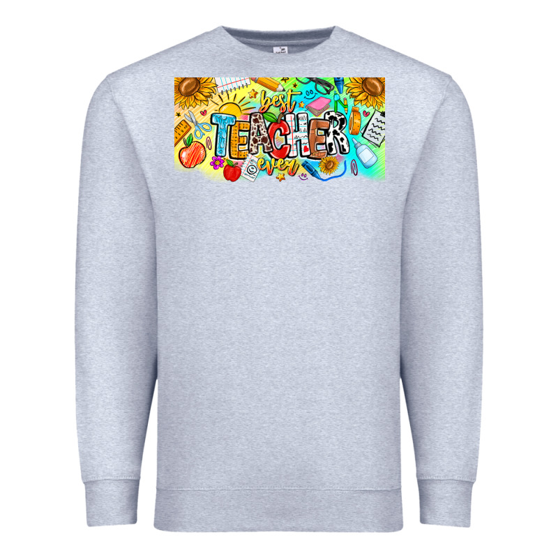 Best Teacher Ever Premium Sweatshirt by CowhideDigitalArt | Teevron