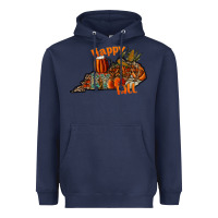 Navy happy fall Heavyweight Hoodie - CowhideDigitalArt