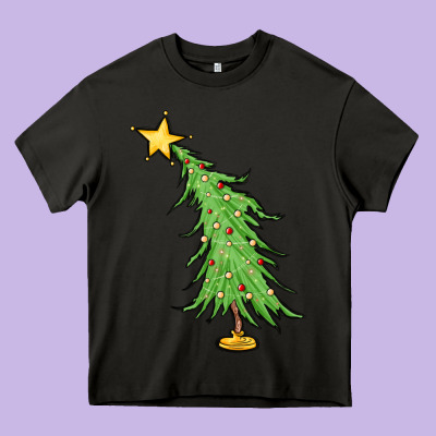 Trendy Christmas Tree Heavy Core Tee Designed By Maliassmallbusiness