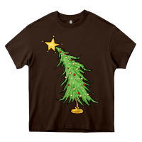Chocolate Brown trendy christmas tree Heavy Core Tee - MaliasSmallBusiness