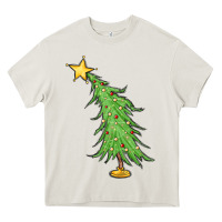 Cream trendy christmas tree Heavy Core Tee - MaliasSmallBusiness