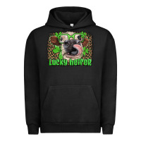 Pigment Black lucky heifer with glasses st patricks Urban Hoodie - Artiststas