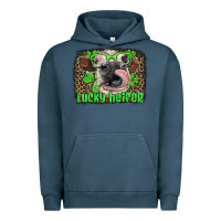 Pigment Midnight Navy lucky heifer with glasses st patricks Urban Hoodie - Artiststas