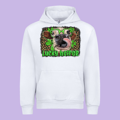 Lucky Heifer With Glasses St Patricks Urban Hoodie Designed By Artiststas