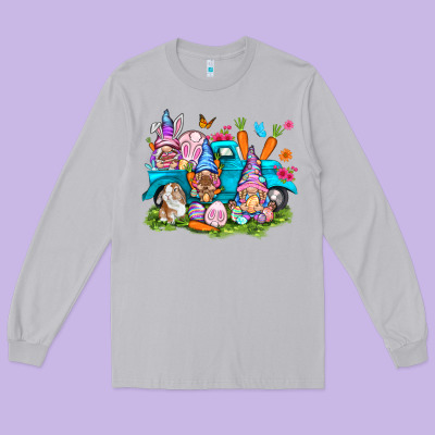 Easter Gnomies With Truck Easter Day Long Sleeve Tee Designed By Howdyjamesfarm