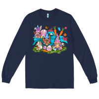 Navy Easter gnomies with truck Easter Day Long Sleeve Tee - HowdyJamesFarm