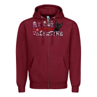 Burgundy my cat is my valentine Zipper Hoodie - FaDigitalArtStudio