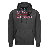 Charcoal Heather my cat is my valentine Zipper Hoodie - FaDigitalArtStudio