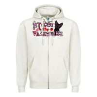 Oatmeal Heather my cat is my valentine Zipper Hoodie - FaDigitalArtStudio