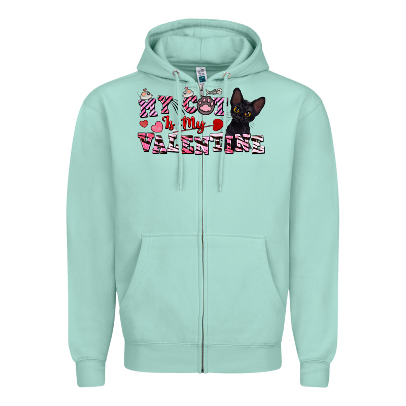 My Cat Is My Valentine Zipper Hoodie by FaDigitalArtStudio | Teevron