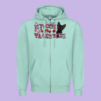 My Cat Is My Valentine Zipper Hoodie Designed By Fadigitalartstudio