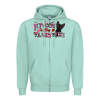 Seafoam my cat is my valentine Zipper Hoodie - FaDigitalArtStudio