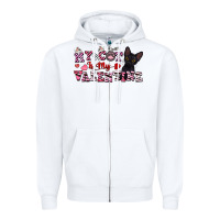 White my cat is my valentine Zipper Hoodie - FaDigitalArtStudio