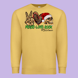 Peace Love Rock Christmas Premium Sweatshirt Designed By Cowhidedigitalart