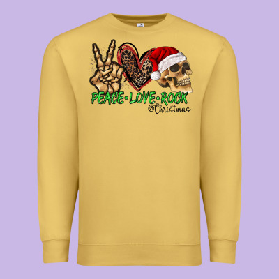 Peace Love Rock Christmas Premium Sweatshirt Designed By Cowhidedigitalart