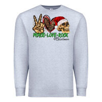 Heather Grey Peace Love Rock Christmas Premium Sweatshirt - CowhideDigitalArt