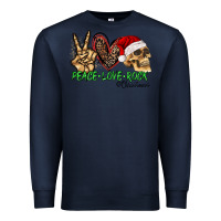Navy Peace Love Rock Christmas Premium Sweatshirt - CowhideDigitalArt