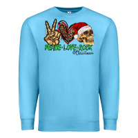 Ocean Blue Peace Love Rock Christmas Premium Sweatshirt - CowhideDigitalArt