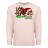 Pale Pink Peace Love Rock Christmas Premium Sweatshirt - CowhideDigitalArt