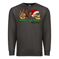 Smoke Peace Love Rock Christmas Premium Sweatshirt - CowhideDigitalArt