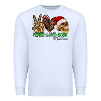 White Peace Love Rock Christmas Premium Sweatshirt - CowhideDigitalArt