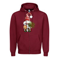 Burgundy Christmas Gnome With Cookie Zipper Hoodie - BundleAndBundleShop
