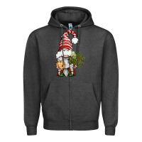 Charcoal Heather Christmas Gnome With Cookie Zipper Hoodie - BundleAndBundleShop